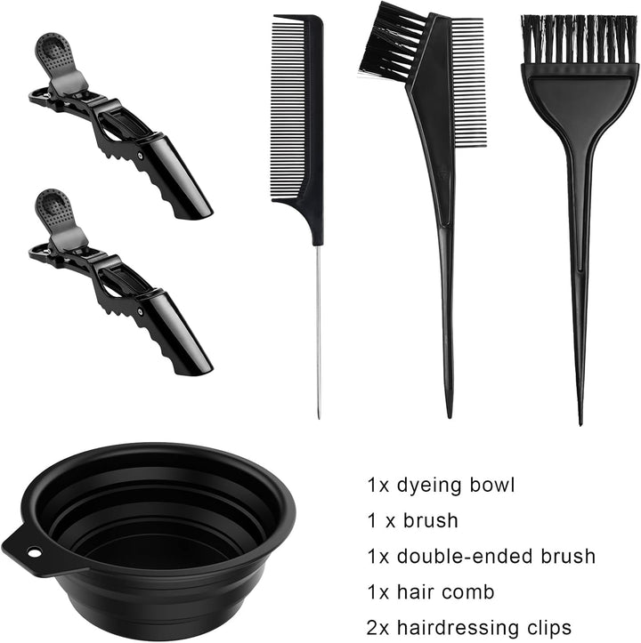 6PCS Hair Dye Kit, Colouring Tint Tool Brush Kit and Bleach Mixing Bowl Comb and Bowl Set Kit Diy Salon Professional Hairdressing & Highlighting Kit for Men Women (6PCS)