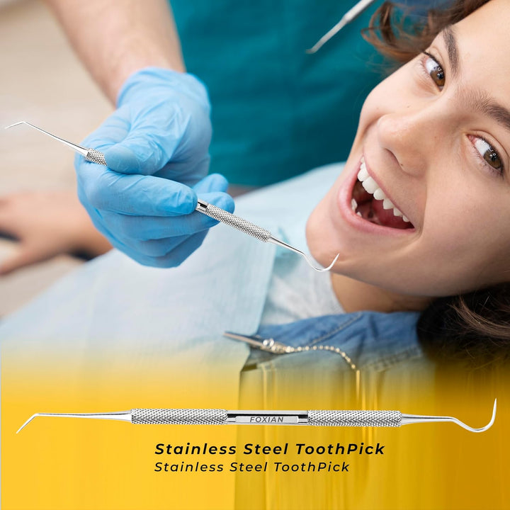 Professional 5 Pcs Oral Plaque Remover for Teeth Stainless Steel Tooth Picks Tartar Cleaner for Teeth Whitening & Oral Care Kit for Men Women Pets (5 Pcs)