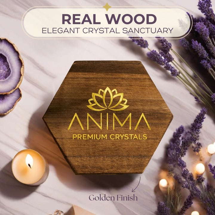 Premium 7 Chakra Healing Crystals Set for Energy Alignment - Large Raw Amethyst, Rose Quartz, Citrine, Lapis Lazuli, Clear Quartz, Tigers Eye & Red Jasper - Wooden Gift Box & Guidebook Included