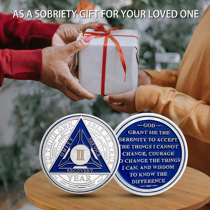 2 Year Sobriety Chip - Triplate AA Coin and Medallion Sobriety Coin Recovery Chips Sober Anniversary Token Sobriety Gifts Alcoholics Anonymous Recovery for Men Women