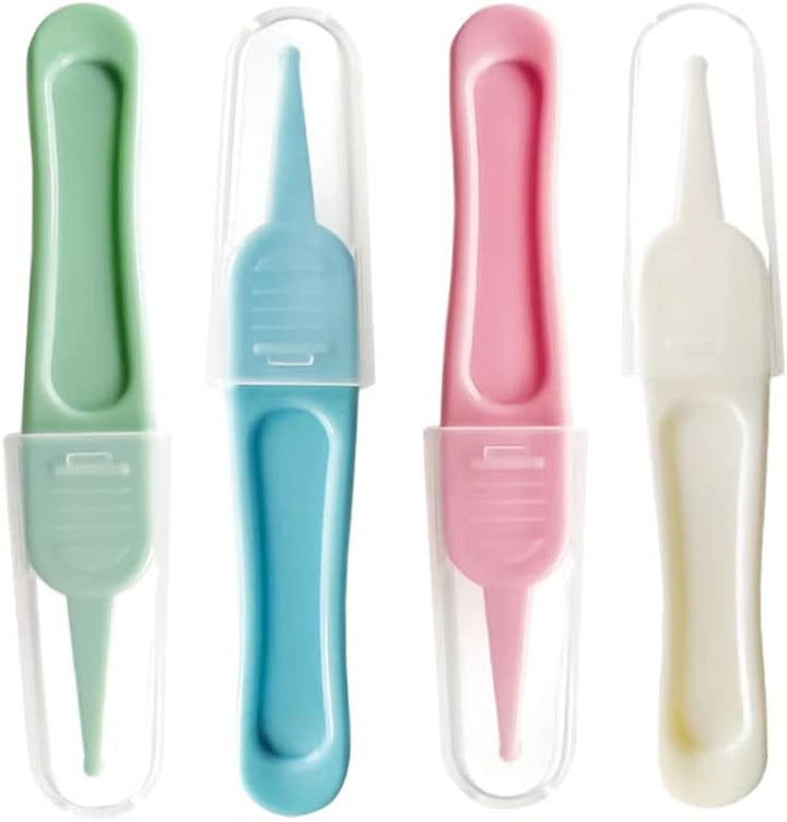 Baby Ear & Nose Cleaning Clip, 4 Pcs Plastic Round-Head Nasal Tweezers
