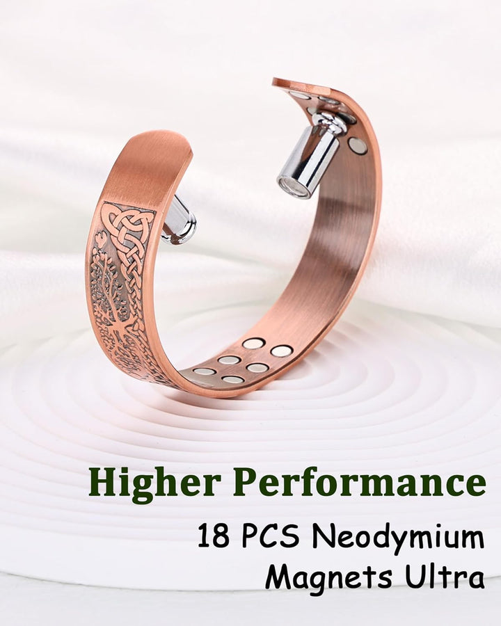 Copper Bracelet for Men, 18X Strength Magnetic Bracelet with 3800 Gauss Magnets, 99.99% Pure Solid Copper, Men'S Jewelry Gift