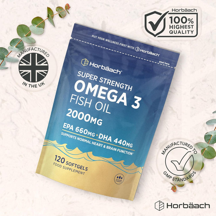 Omega 3 Capsules High Strength 2000Mg with 660Mg of EPA and 440Mg of DHA | 120 Softgels | Natural Source of Omega 3 Fish Oil | by