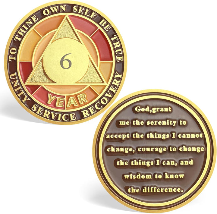 24 Hour Sobriety Chips, Tri-Plate 24Hr Sobriety Coin - One Day AA Medallion Recovery Chips Sober Coins for Narcotics Alcoholics Anonymous Recovery Sober Gifts for Men/Women