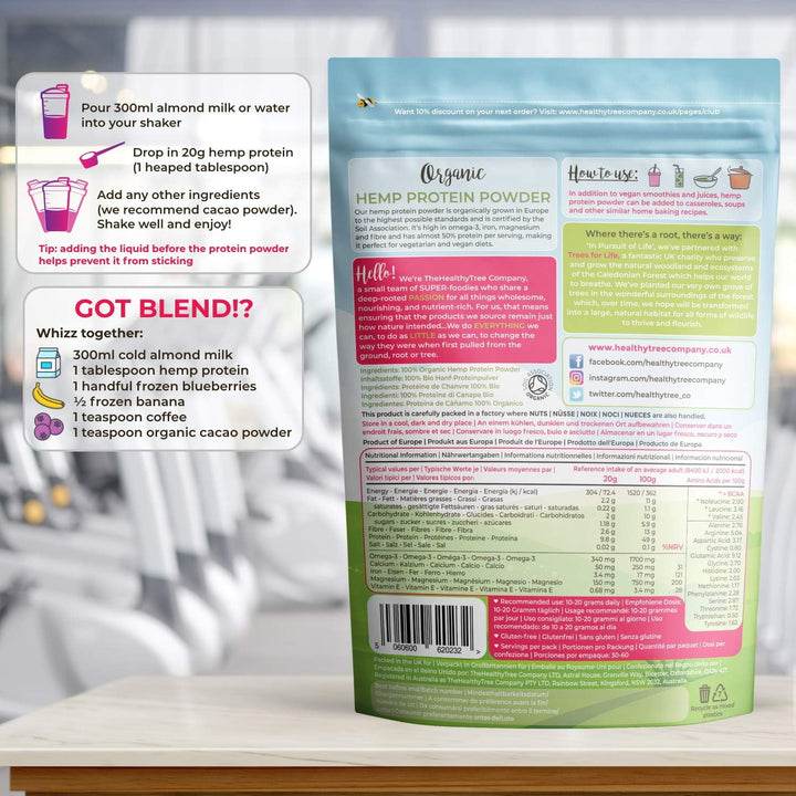 Organic Hemp Protein Powder by  - Harvested in Europe - Vegan, High in Omega-3, Iron, Amino Acids and Magnesium - Raw Hemp Protein (600G) Casein protein, Slow-digesting protein, Protein supplement, Protein powder, Muscle recovery protein, Fitness protein,