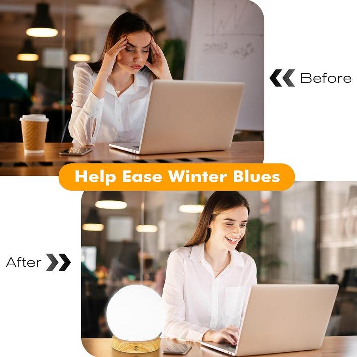 Sad Lamp, 10,000 Lux Sad Light Therapy Lamp with 360° Effective Field, Uv-Free Sun Light with Remote Control, Adjustable Colors/Brightness and Timer, for Home/Office