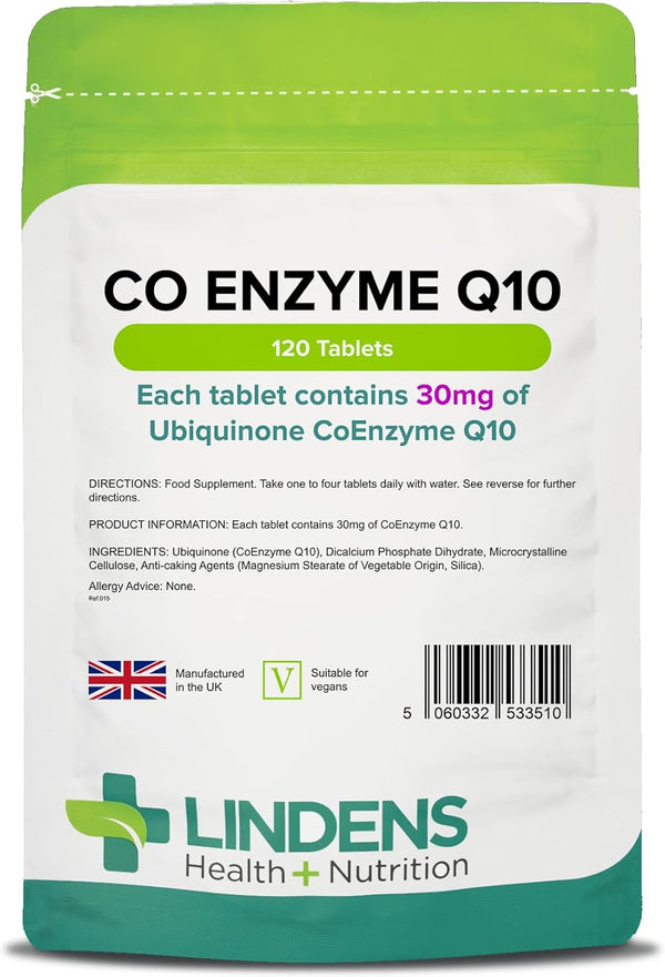 - Coenzyme Q10 30Mg - 120 Tablets - UK Made - Popular for Statin Users | Protection from Oxidative Stress | Coq10 Ubiquinone | Ubiquinol | Letterbox Friendly, Vegan