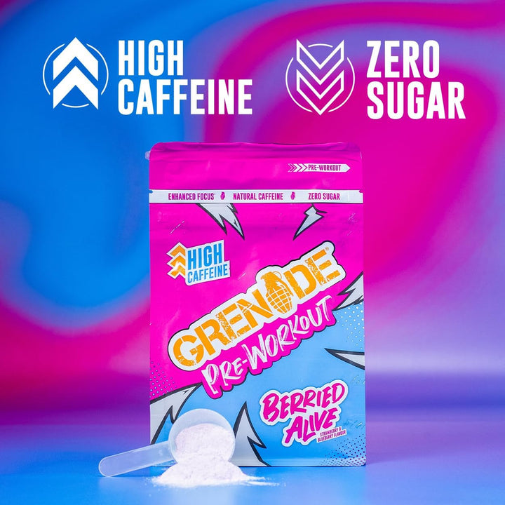 High Caffeine Pre Workout Powder with Natural Caffeine, Citrulline, Beta Alanine, Tyrosine & Betaine (20 Servings) - Berried Alive, 330 G (Pack of 1)