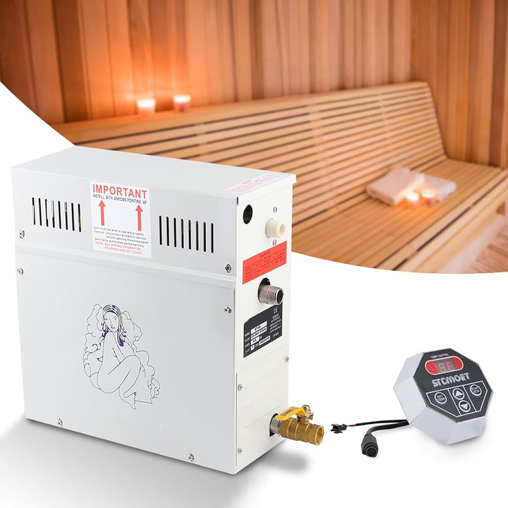 4.5KW Steam Generator, Sauna Generator with LED Display Controller, Automatic Shutdown 1.2 Bar Pressure Relief Valve Home Steam Shower System, Sauna Steam Bath Heater