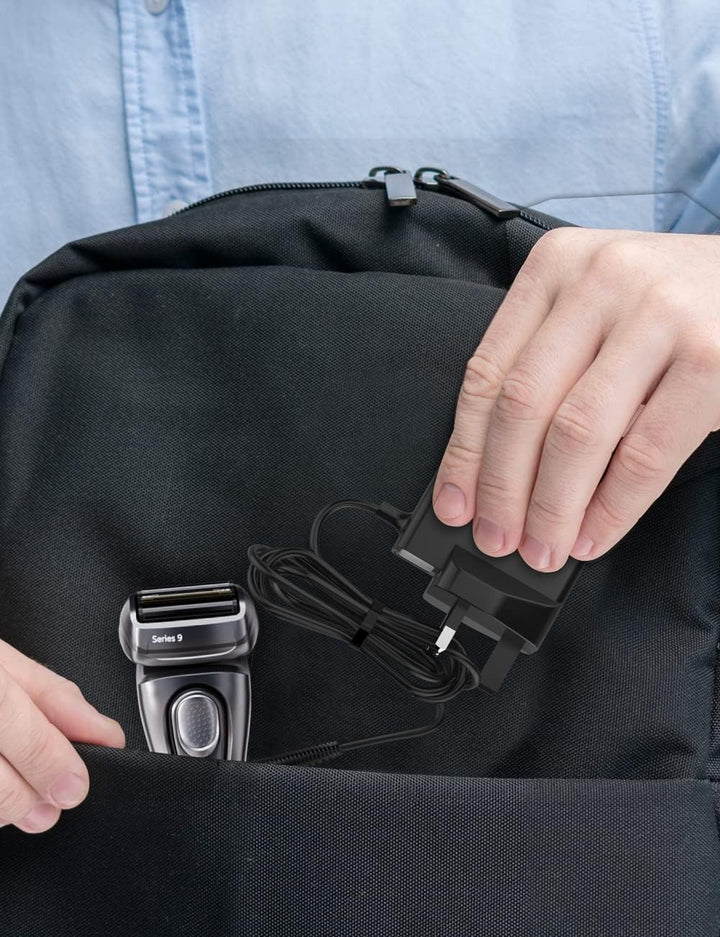 12V Shaver Charger Compatible with Braun Series 1, 3, 5, 7, 9 Trimmer Beard 3 Pin Chargers Power Lead 5544, 5409, 7220, 5377, Epilatpower or Silk-Epil 9, 7, 5, Razor (Not Fit for All-In-One Trimmer)