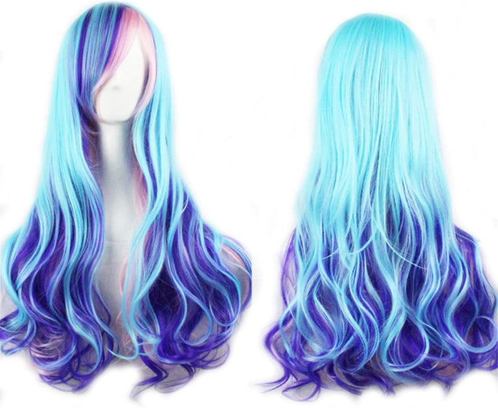 29.5" 75Cm Long Black Wigs for Women Long Straight Synthetic Black Wigs for Party Cosplay Halloween Anime((B-Black)