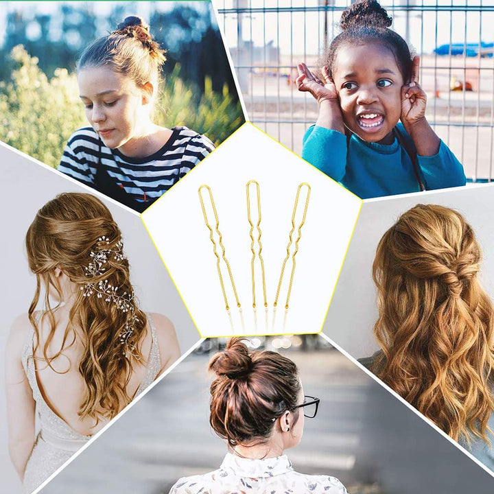 Brown Hair Pins,Bobby Pins U Shape Hair Bun Pins Bun Pins Hair Clips Hair Grips for Women Hair Styling Pins 50 Pieces Ideal for All Hair Types (6 Cm/2.36 Inch)