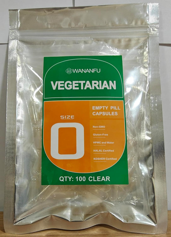 Size 0 Empty Capsules Vegetarian (100 Count) Bundle with Micro Lab Spoon with Powder Tamper, Compatible with Capsule Filling Machine