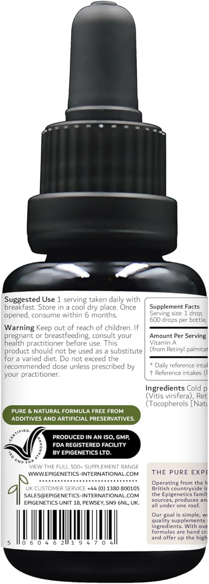 Smart Vitamin a Oil (GSO) 30Ml | Vitamin a 800Mcg (Retinyl Palmitate) + Organic Grape Seed Oil | UK Made Vegan Liquid | 1 Drop Daily (High Strength)