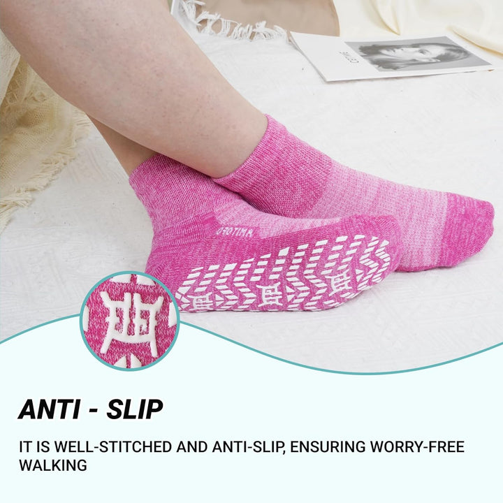 Diabetic Socks for Women Men: Bamboo Extra Elastic Non-Slip Slipper Socks with Padded Wide Top Grip Loose Fit & Breathable Seamless for Swollen Feet Elderly Hospital 6-14 4 Pairs