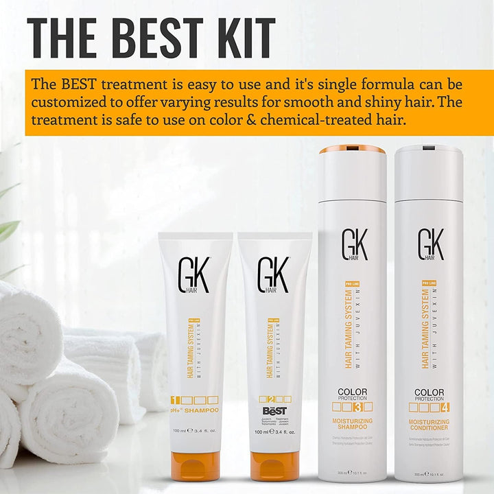 Global Keratin the Best Consumer Box Kit Smoothing Keratin Treatment Professional Brazilian Complex Blowout Straightening for Silky Smooth & Frizzy Hair