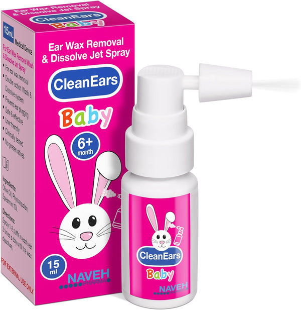 ® Cleanears Baby | Fast-Acting Ear Wax Removal Spary | Breaks down & Dissolves Earwax in Just 1 Treatment | Clinically Proven to Be 300% More Effective W/Mineral Oil | Gentle&Safe | 15ML