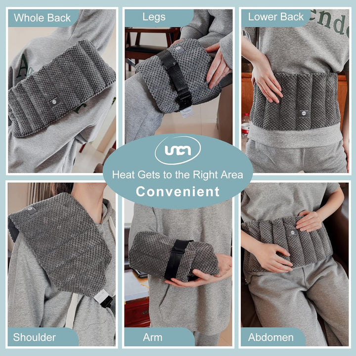 Large Heat Pads for Back Pain Relief with Adjustable Strap| Wheat Bags Microwavable| Microwave Heat Pad for Cramps, Menstrual, Lumbar, Muscle Spasms