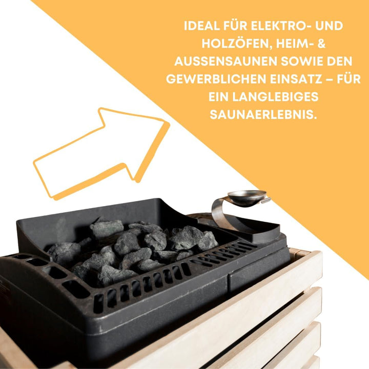 Sauna Stones Premium Pre-Washed Diabas for All Sauna Stoves Heat Resistant Grain 50 - 80 Mm