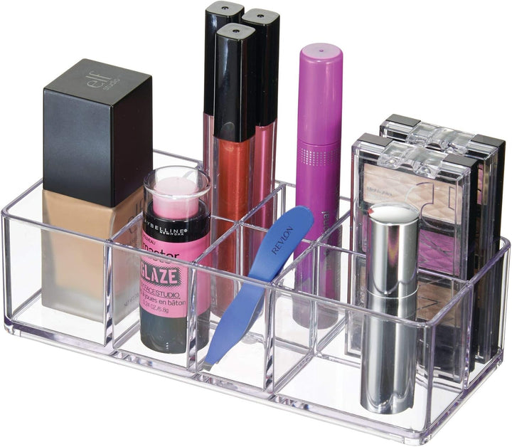 Idesign Medicine Storage Box for Bathroom and Medicine Cabinet, Small Plastic Bathroom Storage with 7 Compartments, Practical Make up Organiser for Bathroom Accessories, Clear