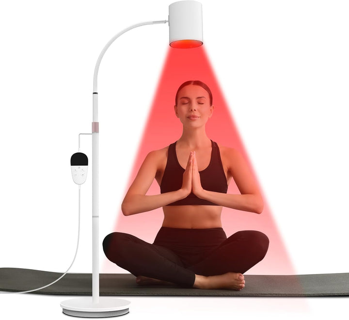 32W Red Lights,  660Nm & 850Nm Infrared Lamp with 5 Brightness Adjustable & 10/20/30 Timer, Red & Infrared Light Lamp with Stand for Home