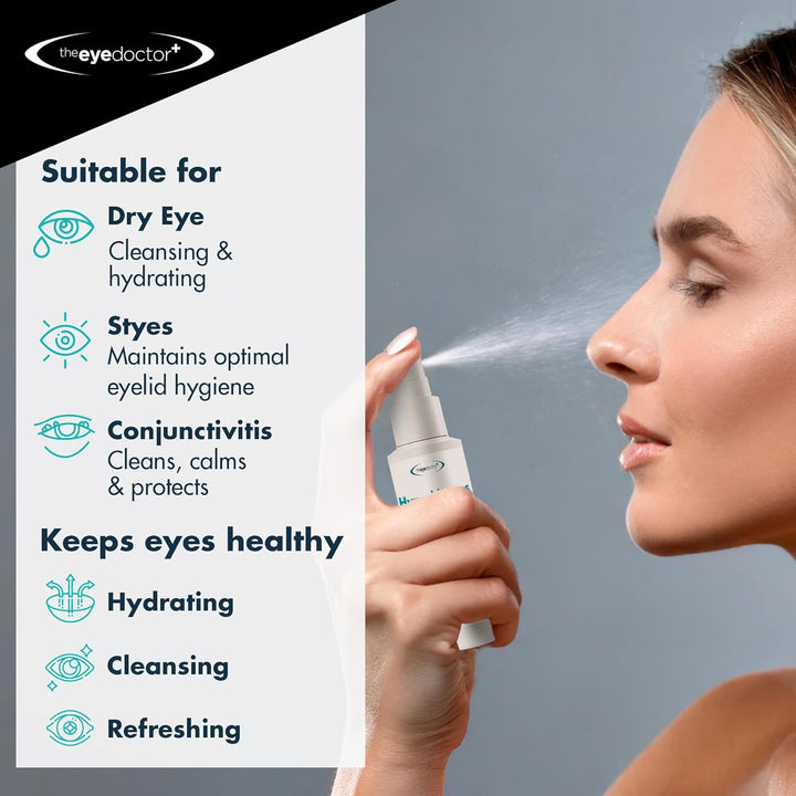 Hypochlorous Eyelid Cleansing Spray - Hypoallergenic with Antibacterial Properties for Use with Dry Eye, Blepharitis & MGD - Preservative & Alcohol Free, Contact Lens Friendly, 100Ml