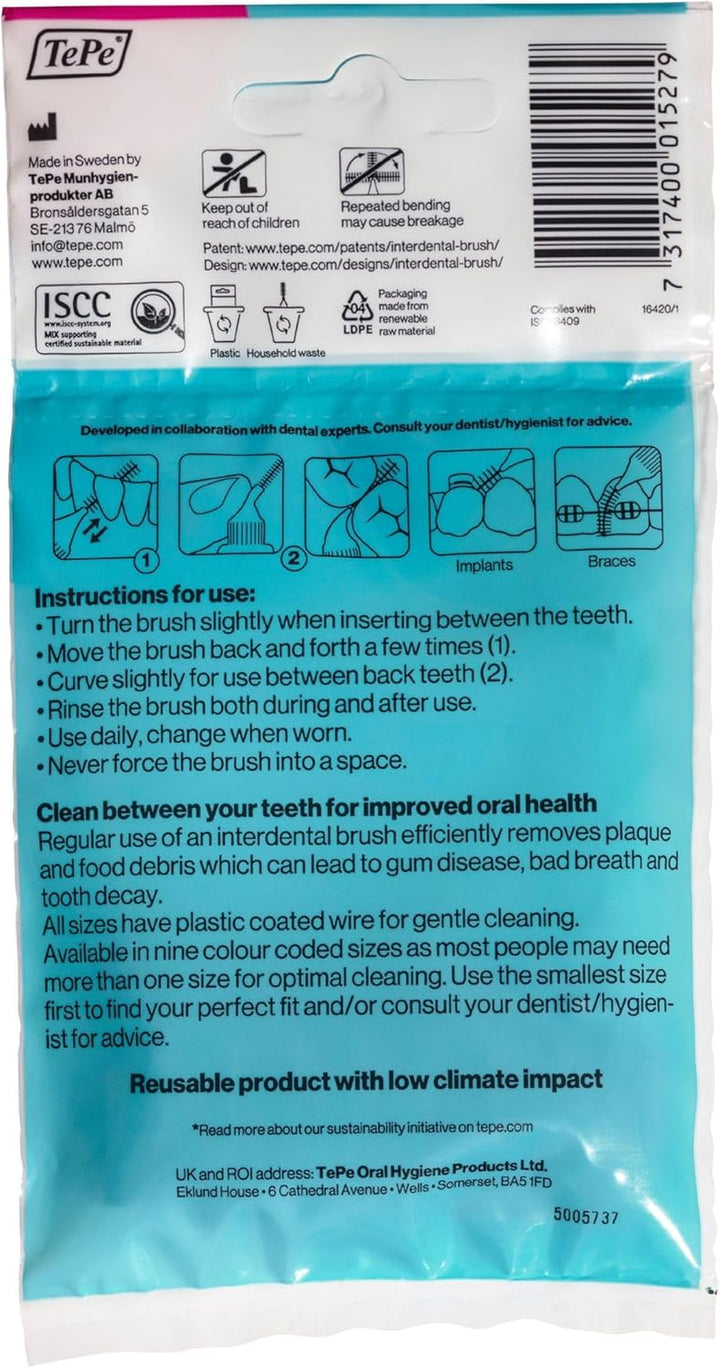 Interdental Brush, Original, Pink, 0.4Mm/Iso 0, 8Pcs, Plaque Removal, Efficient Clean between Teeth, Tooth Floss, for Narrow Gaps