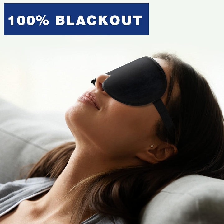 100% Blackout Eye Mask for Women & Men - Sleep Mask - Zero Eye Pressure Eye Mask for Sleeping - Eyelash & Eye Movement Friendly Sleeping Mask with Adjustable Strap - Premium Sleep Mask for Travel