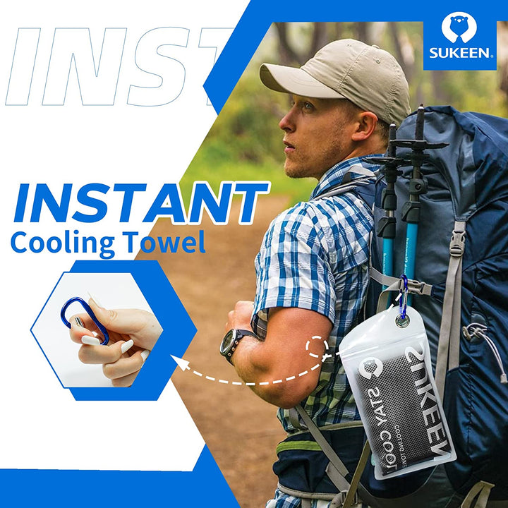 Cooling Towel 4 Pack - Stay Cool Ice Towels for Neck, Gym Use - Men and Women (2 Grey, 2 Black)