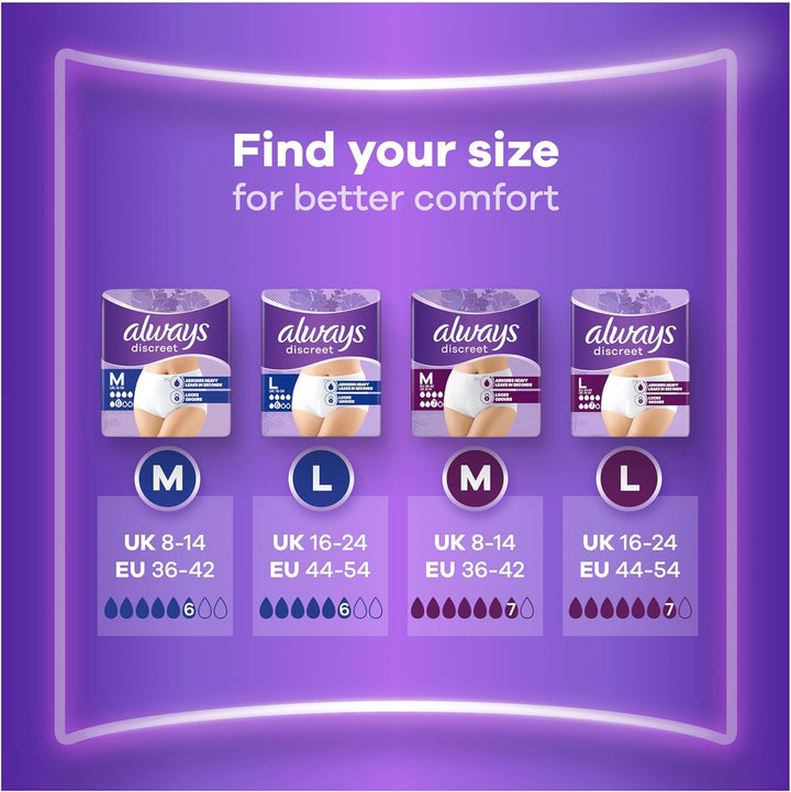 Incontinence Pants Women Large, UK Size 16-22, White, Absorbency 5, 40 Disposable Underwear , Knickers (10 X 4 Packs), Heavy Bladder Leak Protection , Maternity Postpartum Pants