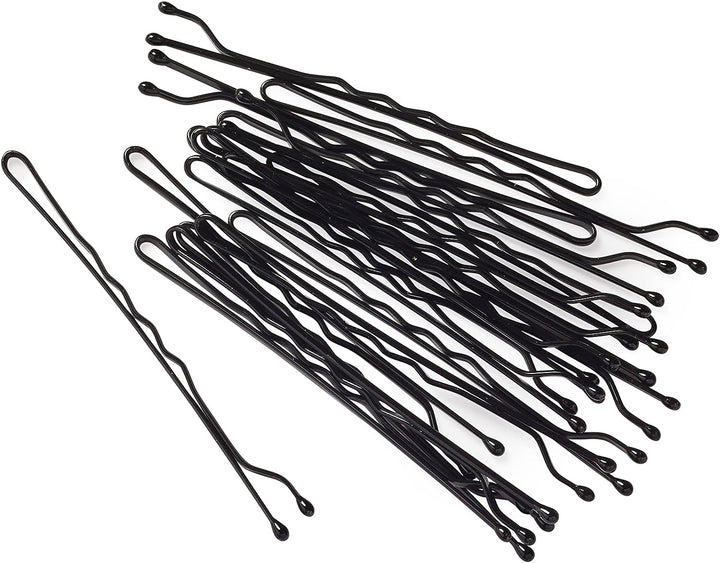 24 Kirbigrips Black 5Cm, Waved Bobby Pins, Grips for Holding Hair in Place, Styling, Buns, Updo’S, Strong, Secure, Durable, Suitable for All Hair Types and Lengths, Hairdressing Salon