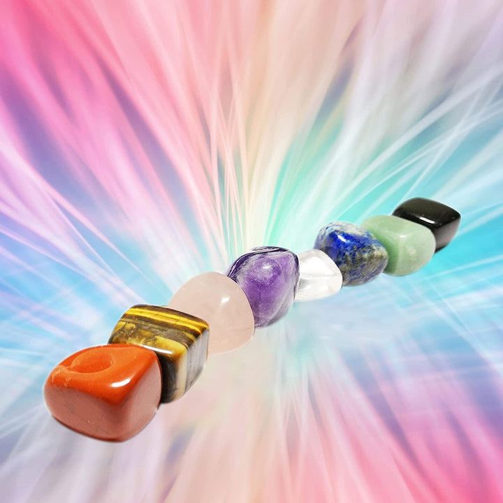 Healing Crystals for Use as 7 Chakra Stones, Worry Stones, Hot Spa Rock & Massage Stones for Grounding Balancing Soothing Meditation Reiki (Set of 8)