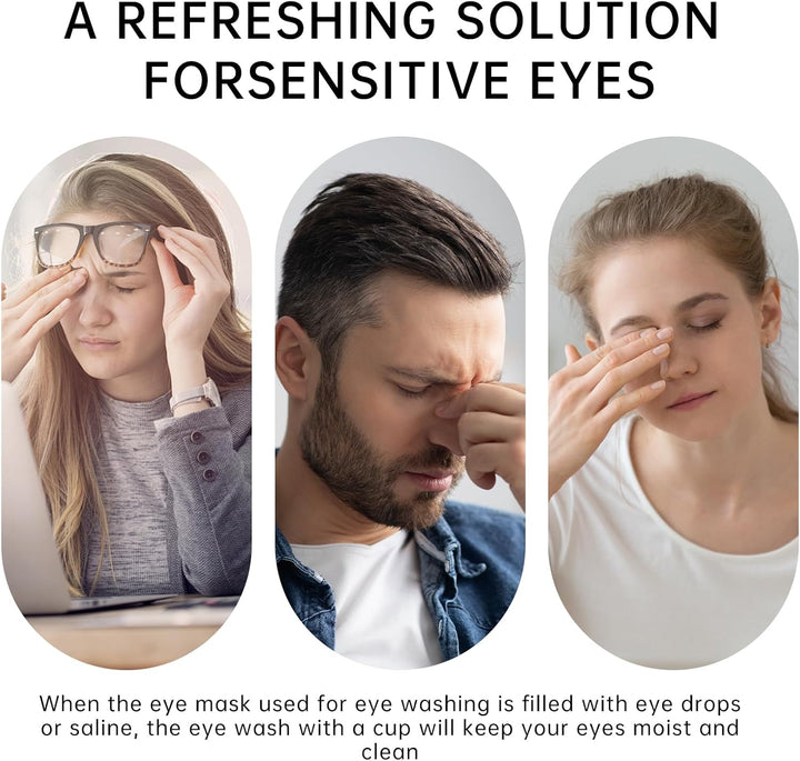 Eye Bath Cup & Silicone Eye Wash Set - Reusable Dry Eyes Relief Wash Kit, Portable Eye Rinse Cup for Makeup Removal, Irritation Soothing and Tired Eyes Refresh(2 Pack)