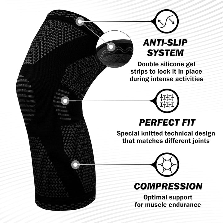 Knee Compression Sleeve - Best Knee Brace for Knee Pain for Men & Women Knee Support for Running, Basketball, Volleyball, Weightlifting, Gym, Workout, Sports
