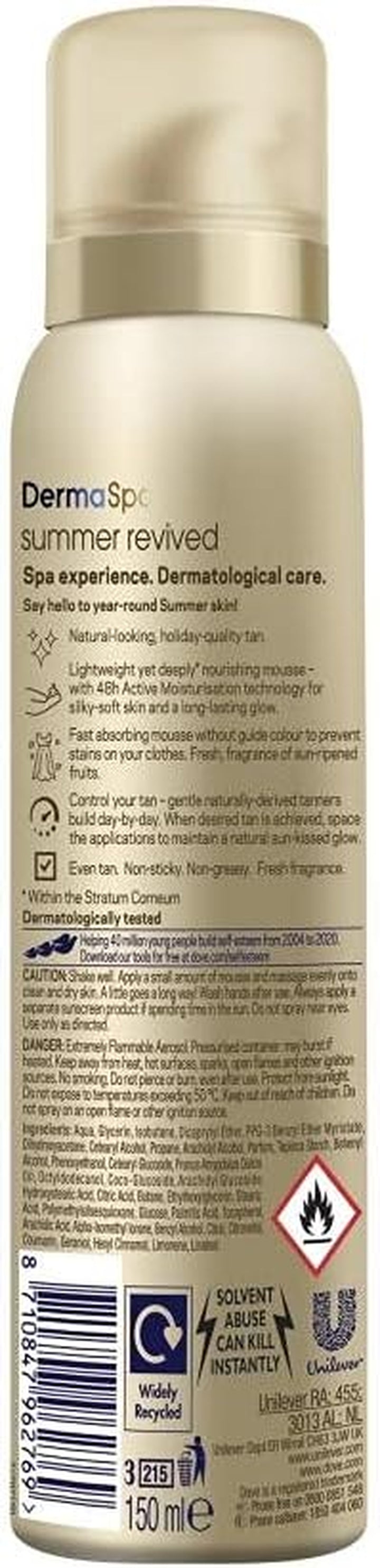 6 Pack of  Dermaspa Summer Revived 48 Hours Active Moisturisation Fair to Medium Body Mousse 150Ml