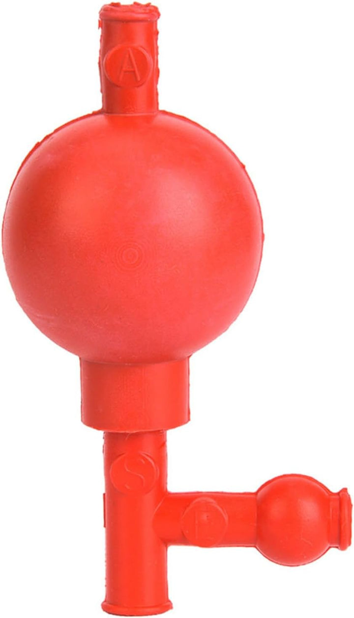 Quantitative Pipette Filling Suction Bulb in Red, with 3 Openings for Easy Liquid Sampling, Ideal for Laboratory Professionals
