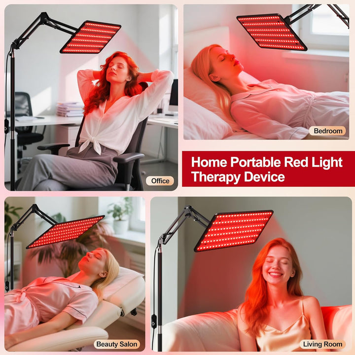 Red Light Therapy Lamp for Body Face - Tri-Wavelength (660Nm, 850Nm, 940Nm) Infrared Light Therapy Lamp Large Panel with Adjustable Stand, Protective Glasses for Home Use, Gift for Women Girls