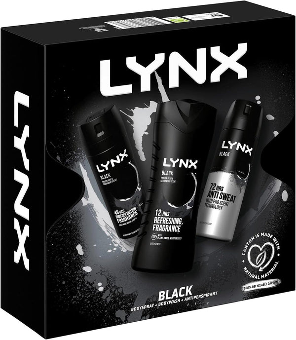 Black Trio Gift Set for Men Bodyspray 150 Ml, Bodywash 225 Ml & Antiperspirant 150 Ml, Gift for Him, 3.0 Count