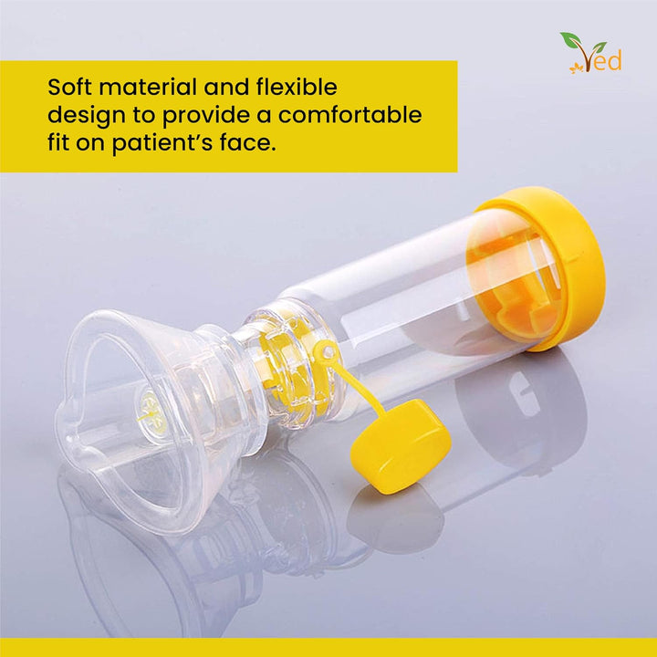 Inhaler Spacer Anti-Static Spacer Device, Inhaler Chamber, Use with Metered Dose Inhaler, BPA and Latex Free for Adult.(Yellow)
