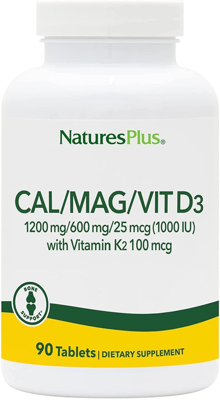 Cal/Mag/Vit D3 with K2 - Bone Health Supplement with Calcium, Magnesium, Vitamin D3, K2 - Vegetarian, Gluten Free - 180 Tablets