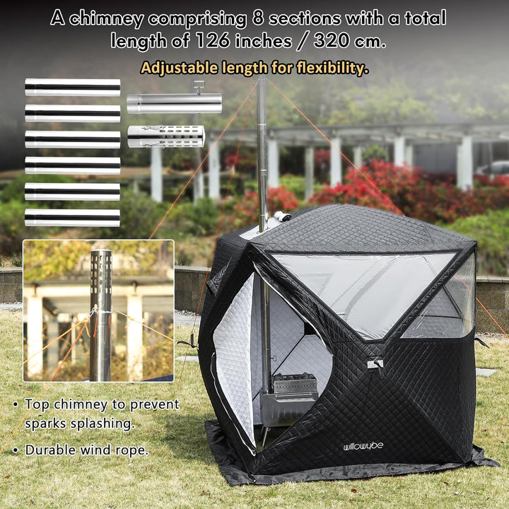 Outdoor Sauna Hot Tent Stove, Rocket Stove Heater, Portable Camping Wood Stove for Dry Sauna, Cooking for Husband and Friends