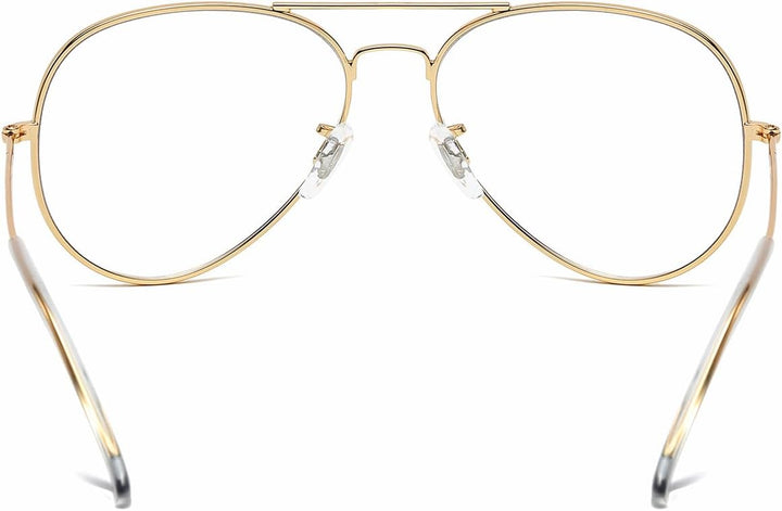 Clear Lens Glasses for Women Men Non-Prescription Fake Glasses Metal Frame