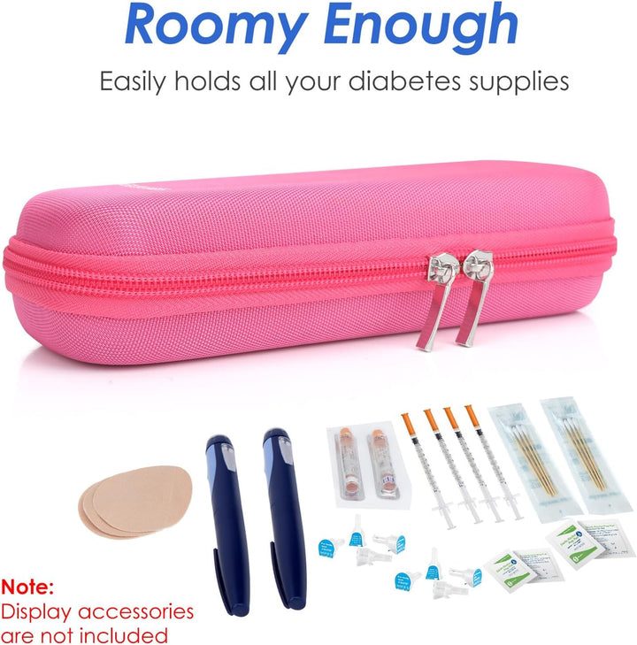 Insulin Pen Cooler Travel Case - Medicine Travel Cool Bag with 2 Ice Packs, Keep Medicine Cool While Traveling 6-8 Hours for Diabetic Supplies, Insulin Case (Pink)