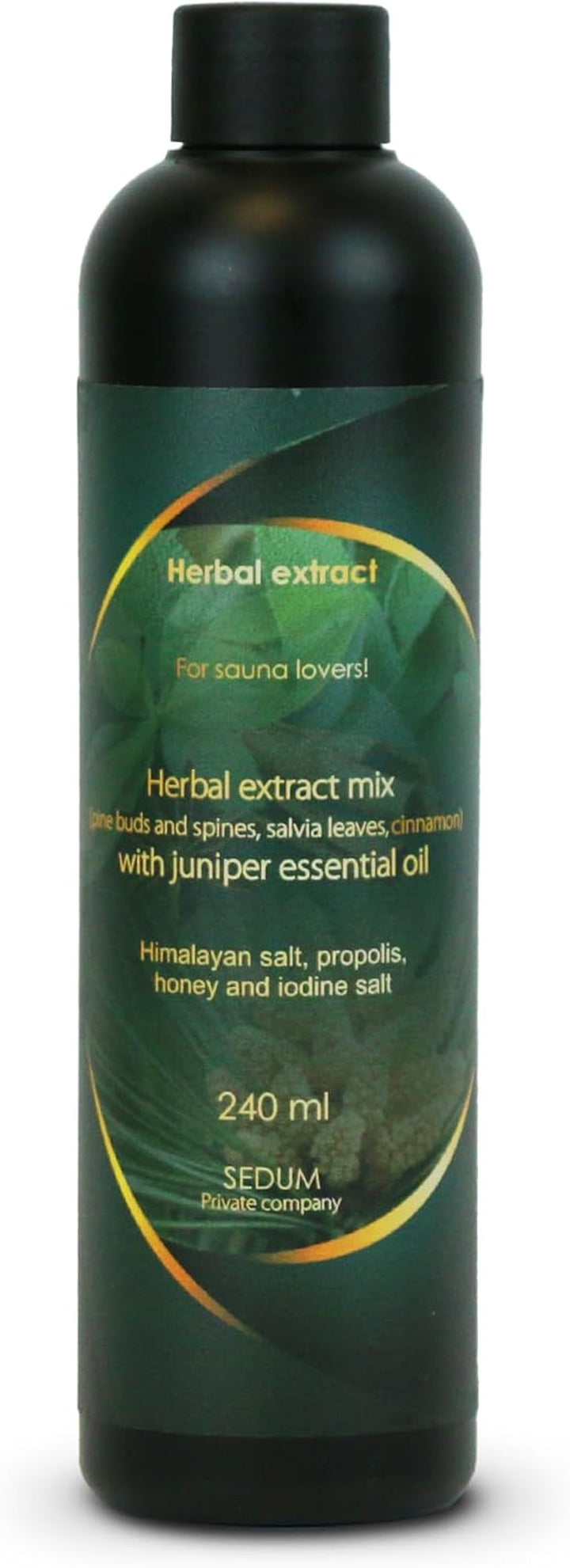 Natural Herbal Extract for Sauna, Massage, Broom Soaking - Sauna Infusion with Salvia Leaves Extract with Eucalyptus Essential Oil, Honey and Iodine Salt - 240Ml
