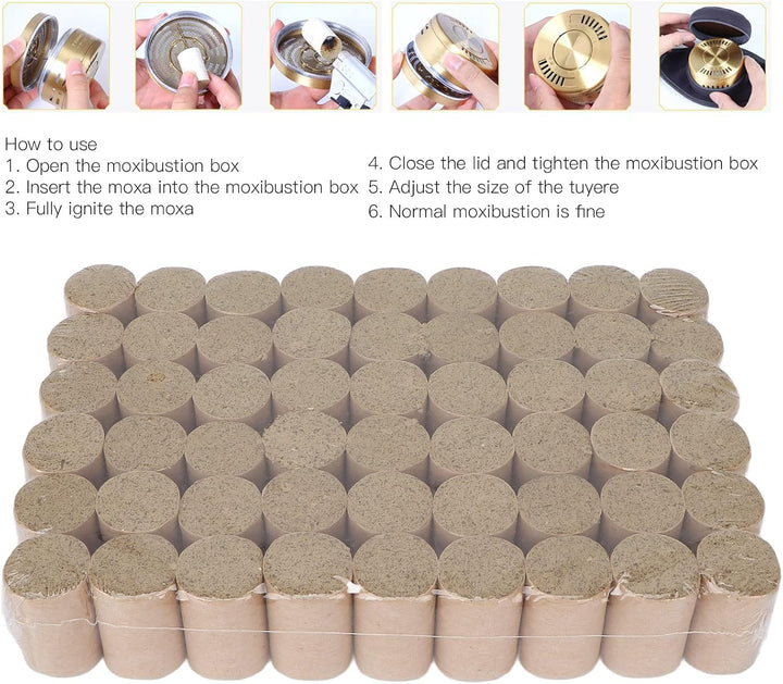 Moxa Stick, 54Pcs Moxa Cone 10:1 Household Portable Natural Chinese Mugwort Therapy Moxibustion Stick Roll