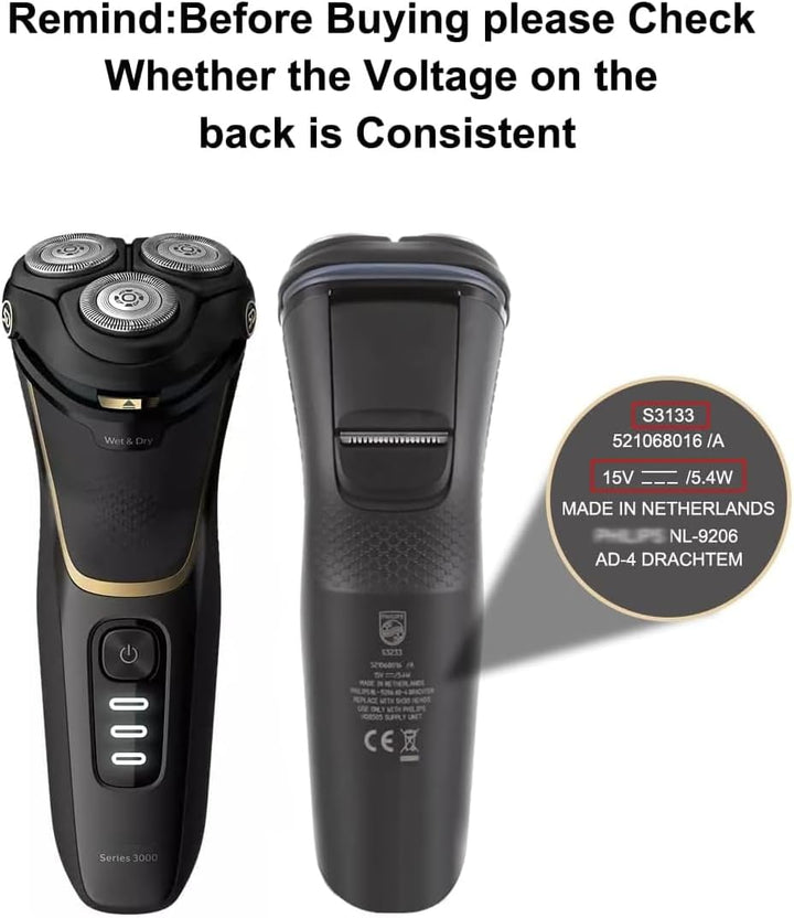 15V for Philips Shaver Chager HQ8505 Cable UK for Series 5000, 7000, 9000 Beard Trimmer S5465, MG7930, S3233, BT5502, BT9810, MG7790 MG7750 Electric Razor Aquatouch UKCA Power Lead(Light/Brush)