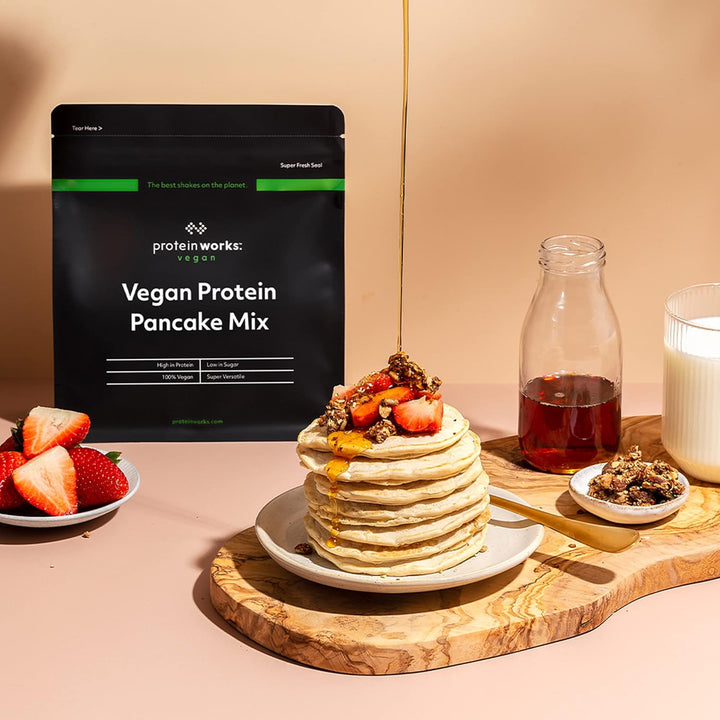Protein Works - Vegan High Protein Pancake Mix | Low Sugar & High Protein | Slow Release Carbs | High Protein Breakfast | Plant Based Breakfast | 6 Servings | Natural | 500G