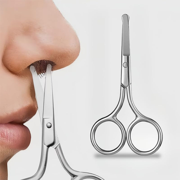Nose Hair Scissors for Men and Women, Hair Safety Scissors with round Tip Design, Small Scissor for Trimming Facial Eyebrows Mustache Ear Hairs, Silver