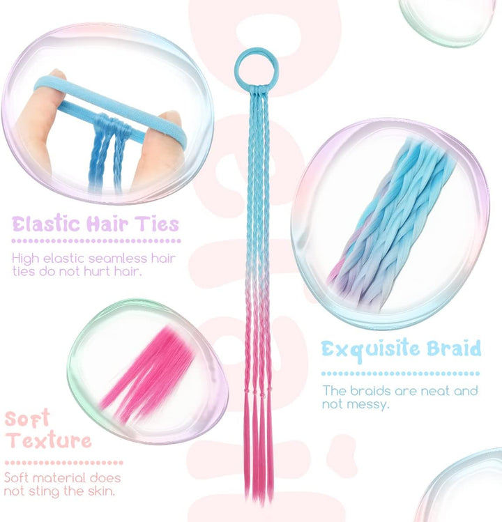 Coloured Hair Extensions for Girls, Crazy Hair Day Accessories to Styles, Kids Hair Accessories for Girls Christmas Gifts, 12 Pieces