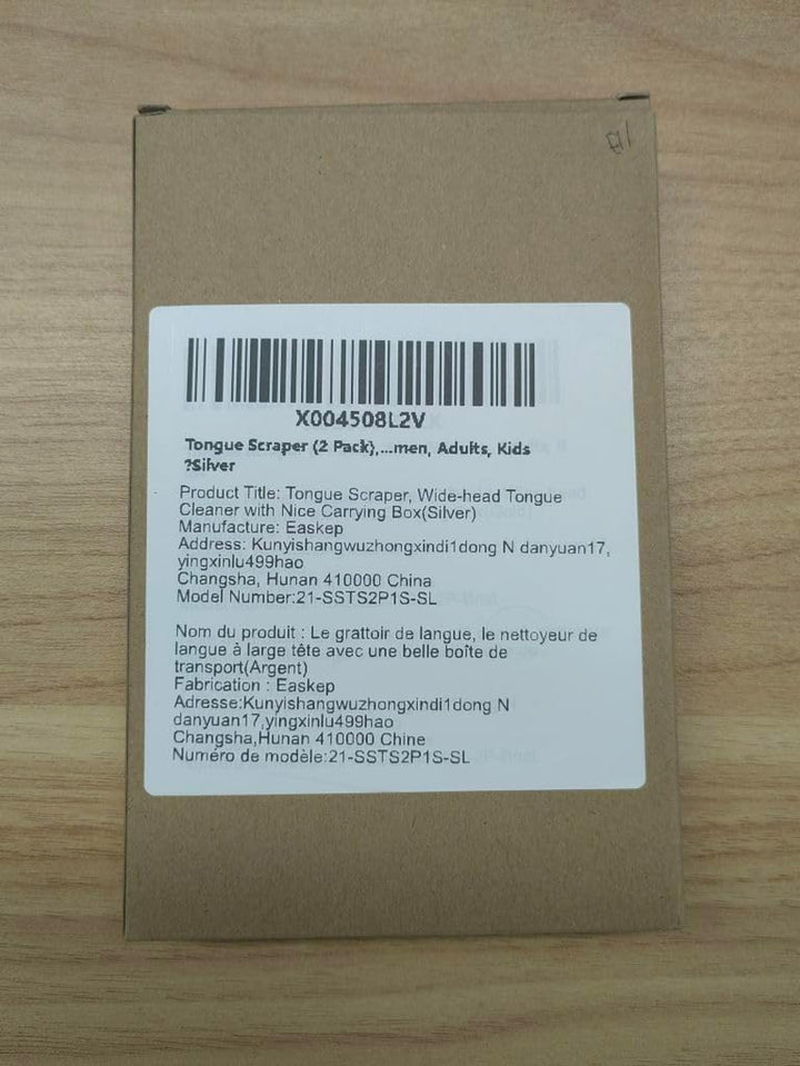 Tongue Scraper (2 Pack), Wide-Head Tongue Cleaner with Nice Carrying Box,  100% Stainless Steel Tongue Scrapers Cleaners, for Men, Women, Adults, Kids, Silver